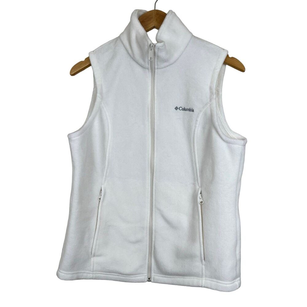 Columbia White Benton Springs Fleece Full Zip Vest Gorpcore Women’s Sz M